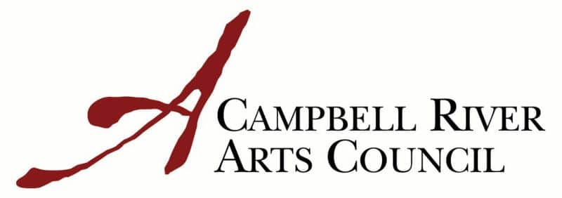 Logo of the Campbell River Arts Council with a large red script "A" next to the organization’s name in black capital letters on a white background.